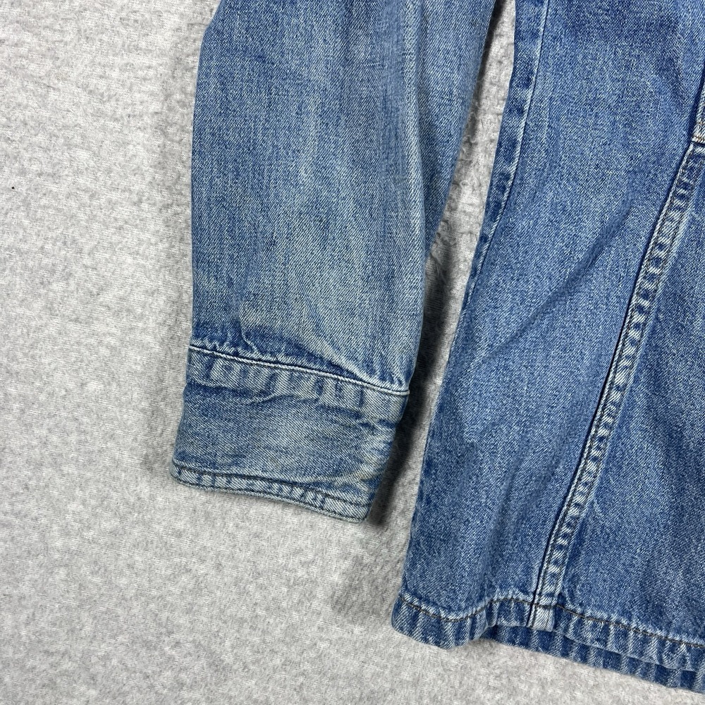 Vintage Levis Shirt Mens Small Blue Denim Western Orange Tab 70s Button Up Read - Picture 13 of 14